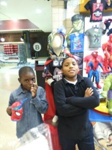 Impatiently waiting for for the show to start my nephew and my cousin